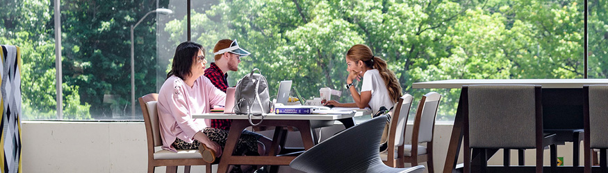 photo of students sitting at a table in the library