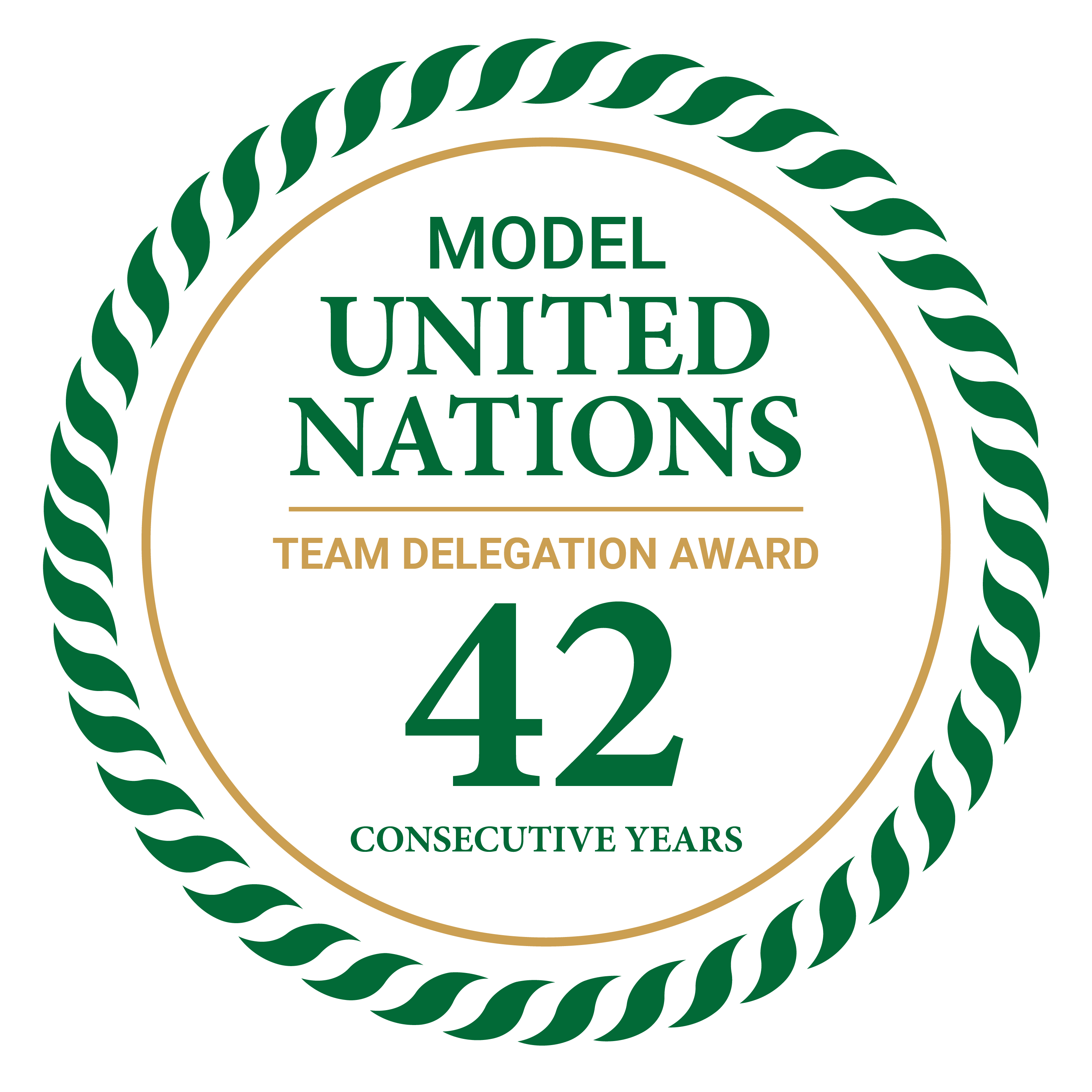 badge for model united nations team delegation award 42 consecutive years
