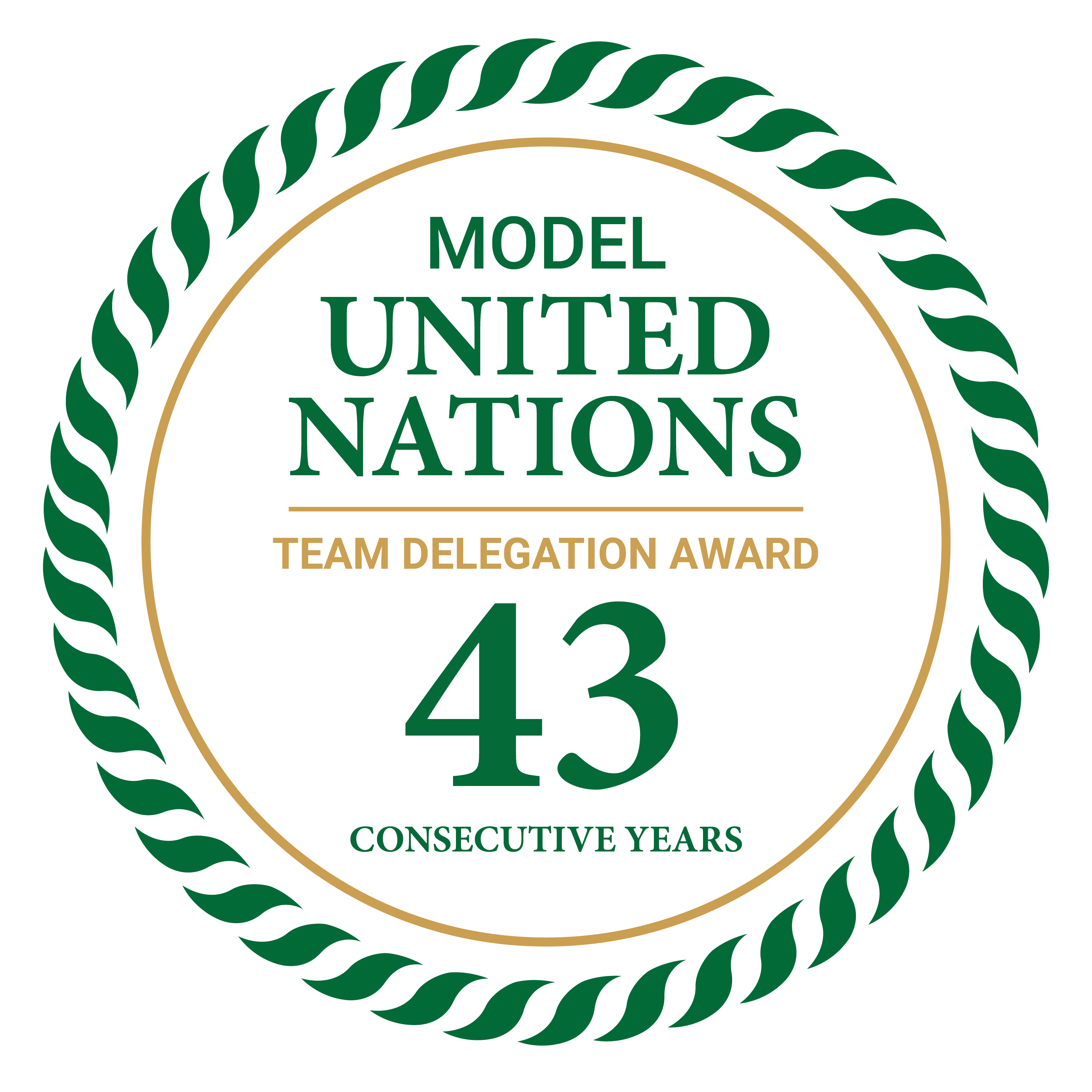 model united nations team delegation award 43 consecutive years