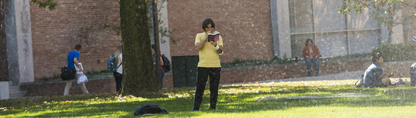 photo of students outside on campus