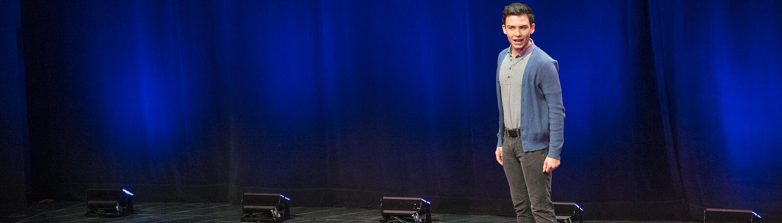 photo of student performing on a stage at wright state