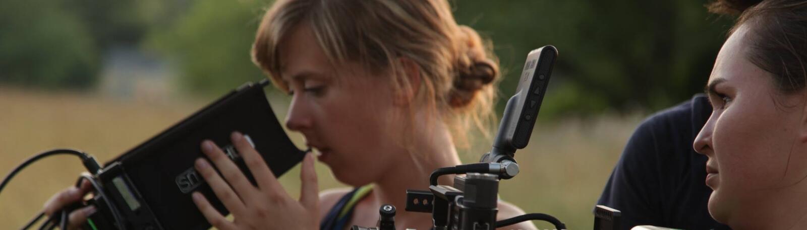 photo of wright state motion pictures students working on location