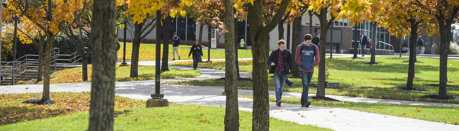 photo of students walking outside on campus at wright state