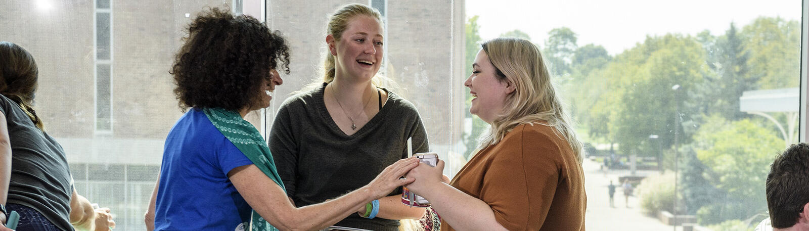 photo of students talking with a professor at wright state