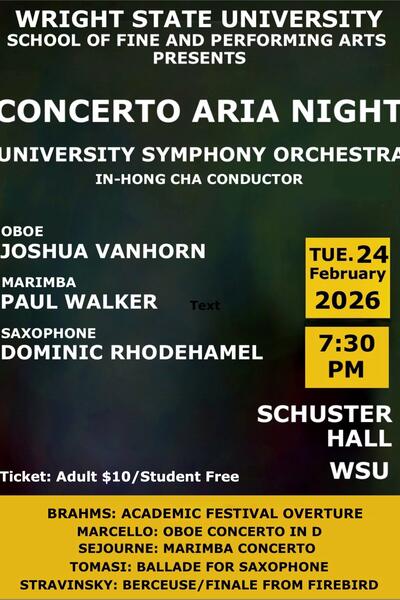 University Symphony Orchestra Concerto Aria Night Poster for February 24th performance
